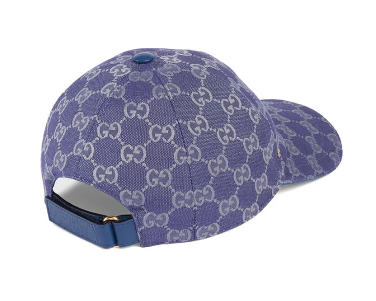 Gucci GG Canvas Baseball Hat — Blue/Grey — Style 7484754 (Size L)