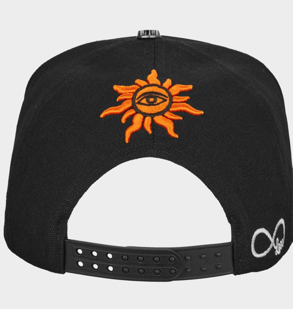 Godspeed Insignia Snapback Hat in Blue/Orange - side view