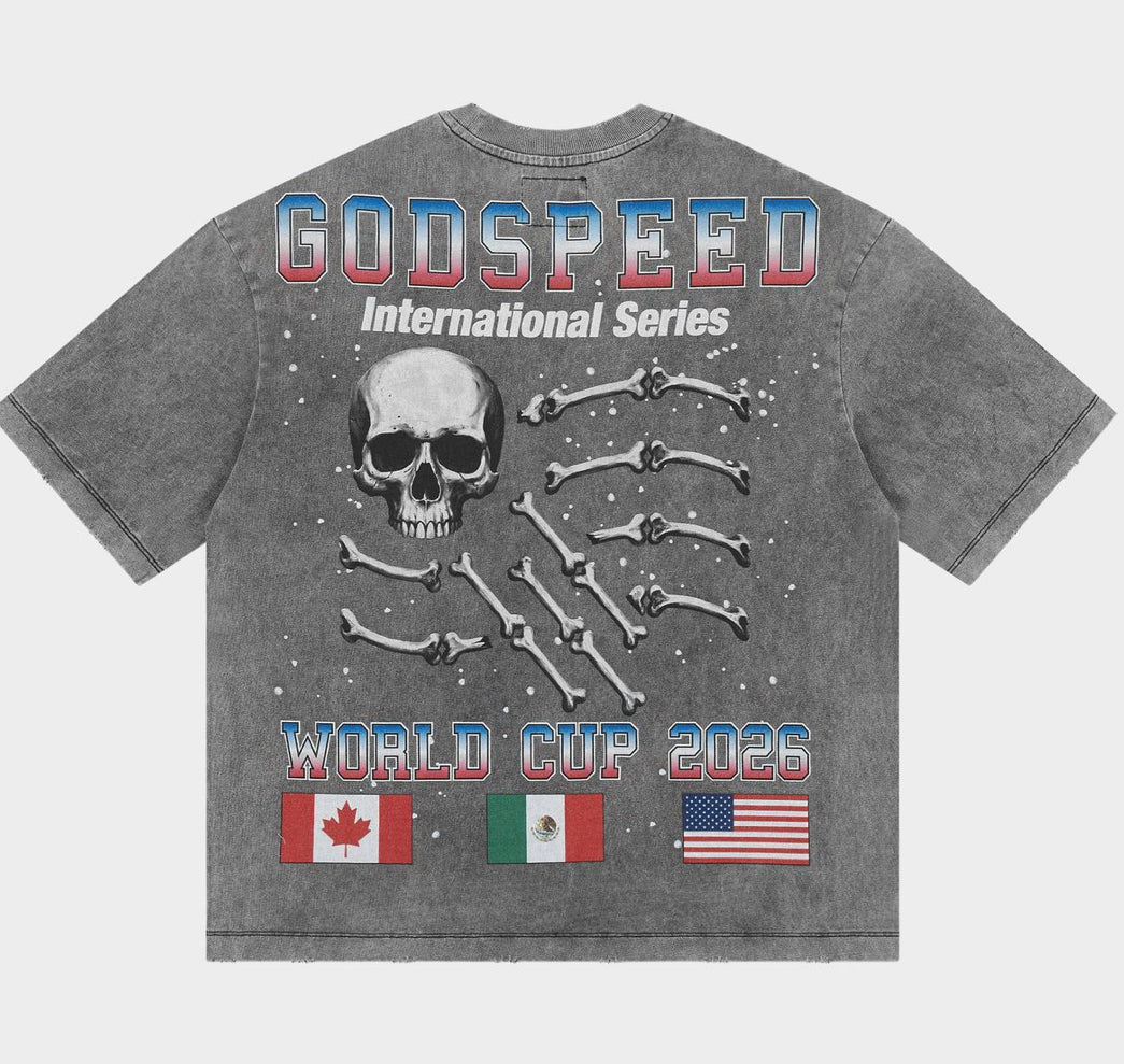 Godspeed Planet Futbol '26 World Cup Tee in Grey - detail