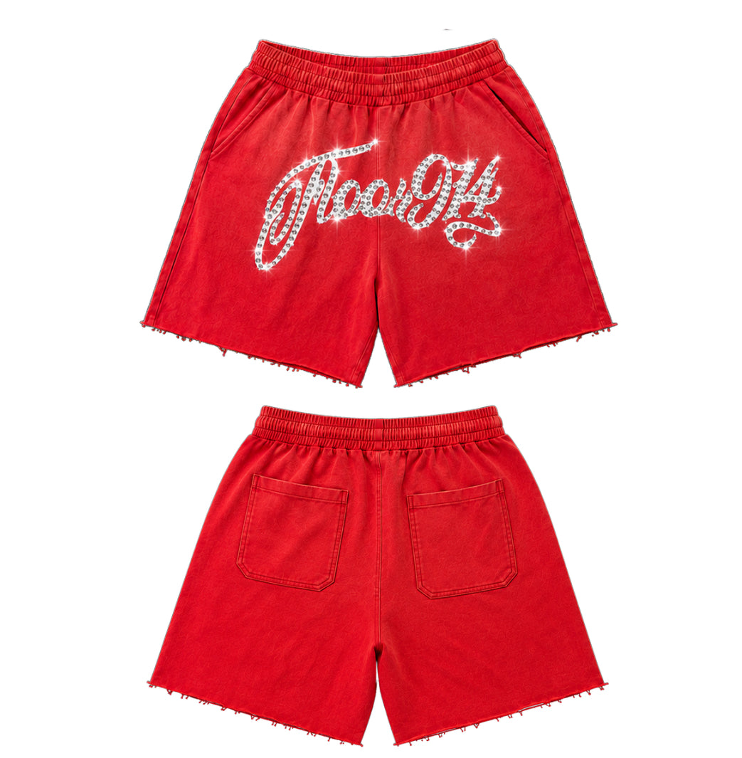 FLOOR914 Inferno Sweat Shorts - Red