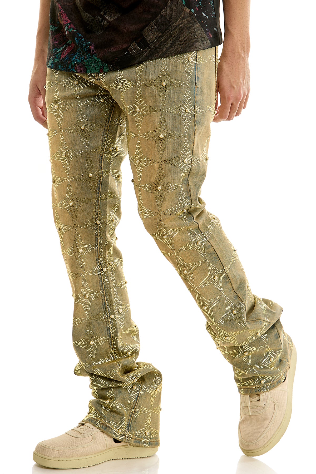 KND4953 T.M.Blue | KDNK Pearl Rhinestone Jeans