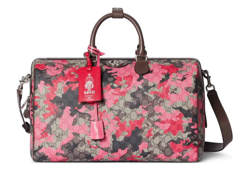 Gucci Pink GG Camouflage Print Medium Holdall Duffle Bag
