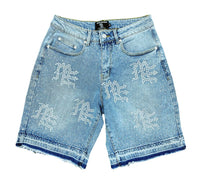 Mixed Emotion Blue 'ME' Rhinestone Denim Shorts