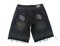 Mixed Emotion Black 'ME' Rhinestone Denim Shorts
