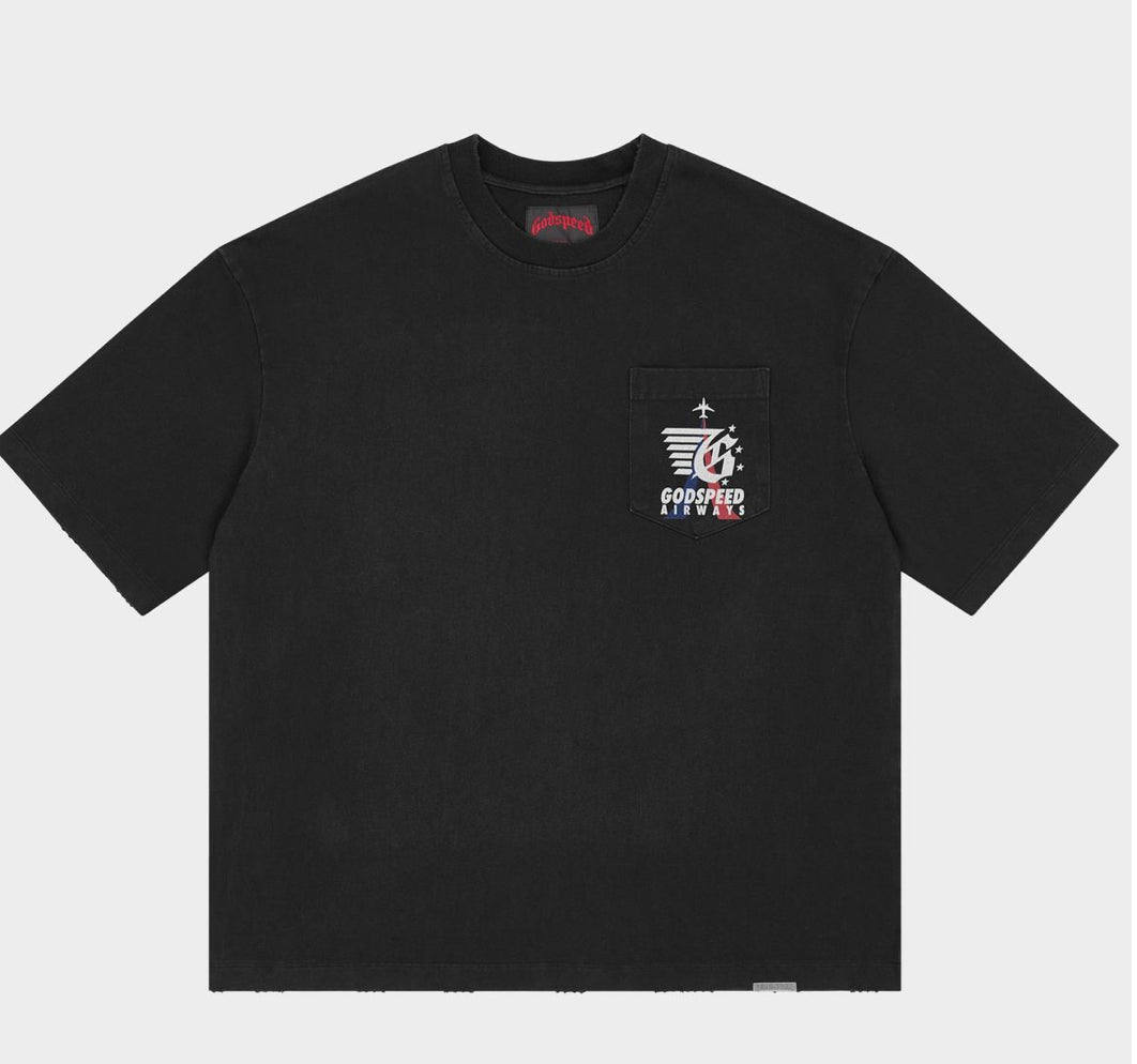 Godspeed GS Air Paris Pocket Tee in Black - detail