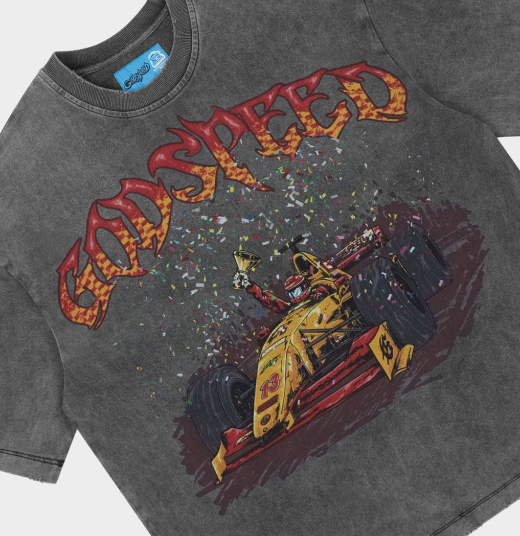 Godspeed F1 Dreams NextGen Tee in Grey Wash - detail