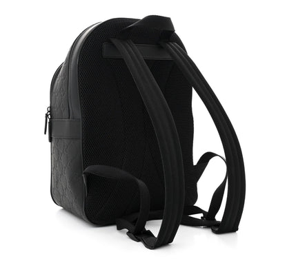 Gucci GG Rubber-Effect Leather Backpack (Black)