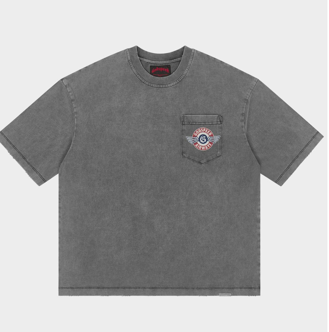 Godspeed GS Air NYC Pocket Tee in Grey Wash - detail