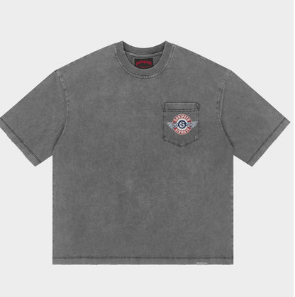 Godspeed GS Air NYC Pocket Tee in Grey Wash - detail