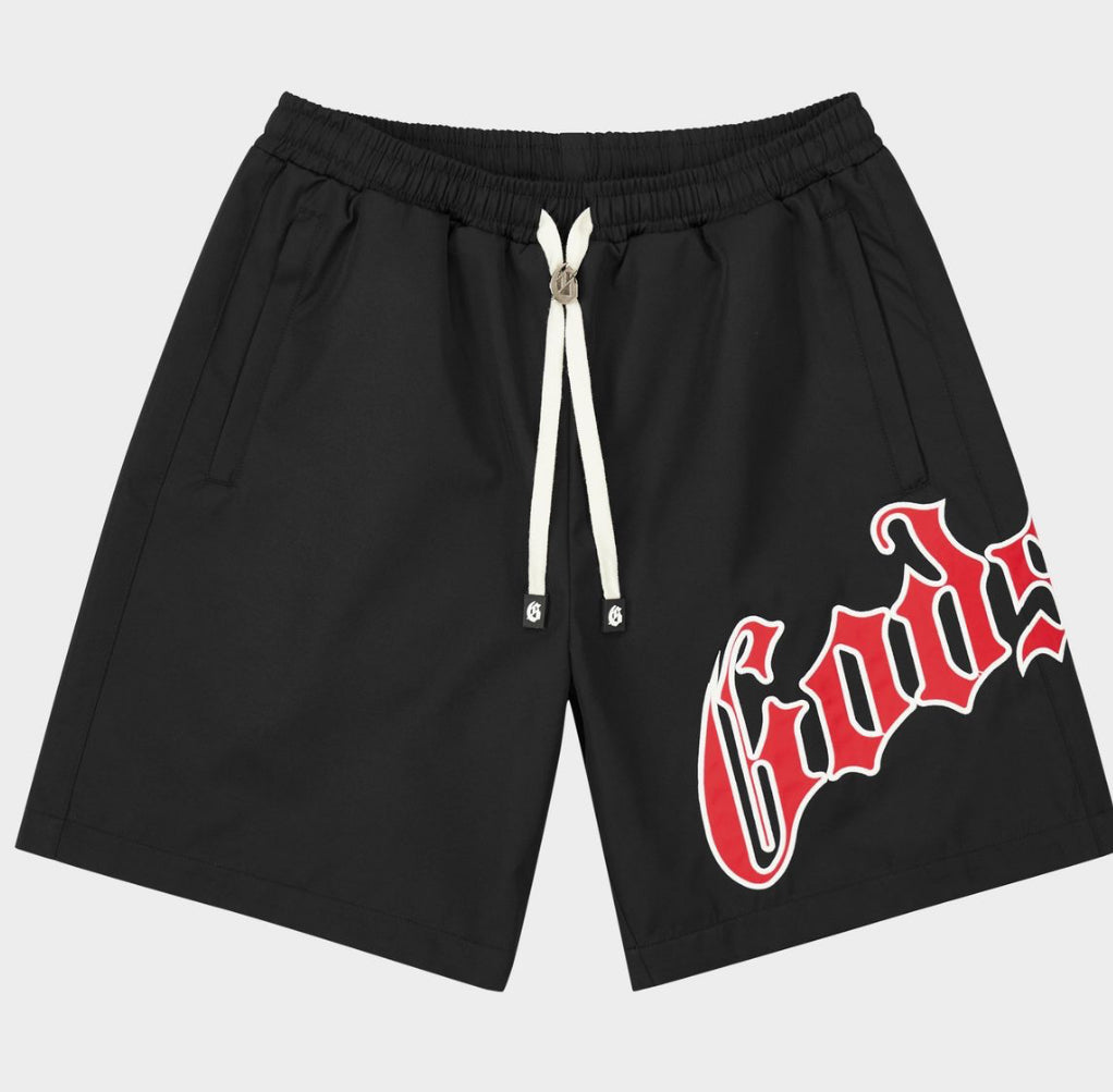 Godspeed OG Logo Nylon Shorts in Bred