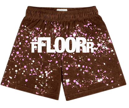 FLOOR914 Brown / Pink V2 Splatter Shorts