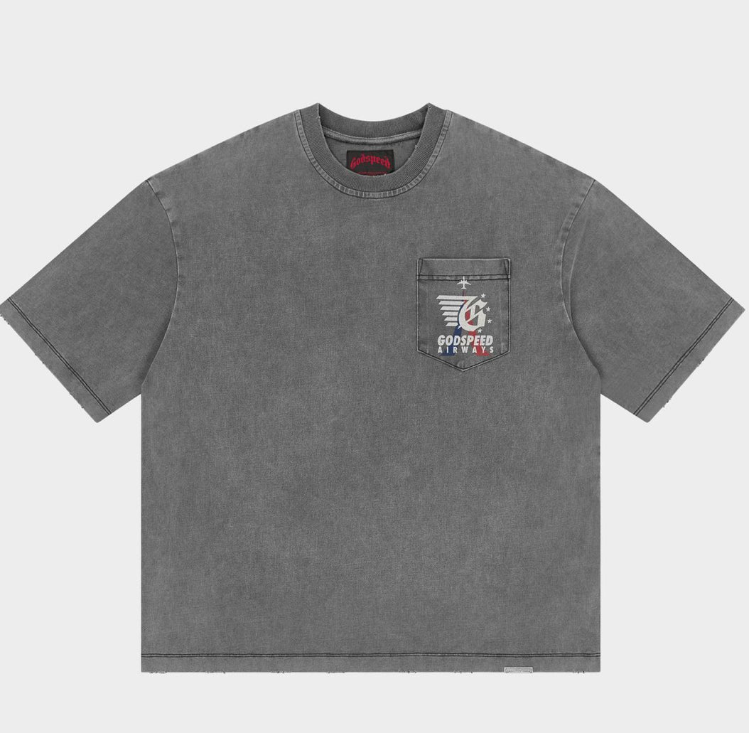 Godspeed GS Air Paris Pocket Tee in Grey Wash - alternate view