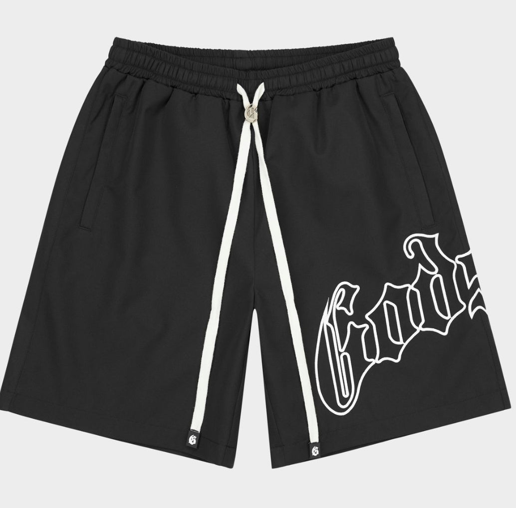 Godspeed OG Logo Nylon Shorts in Black/White