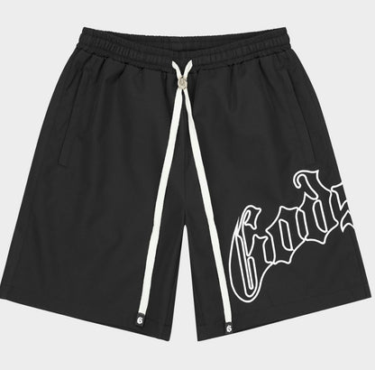 Godspeed OG Logo Nylon Shorts in Black/White
