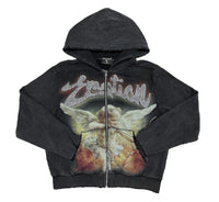 Mixed Emotion Black 'Rhinestone' Acid Wash Hoodie