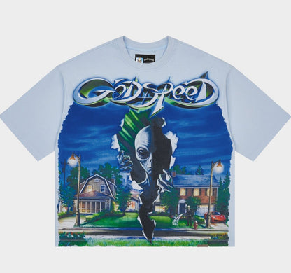 Godspeed Neighborhood Watch Rarity Tee in Ice Blue