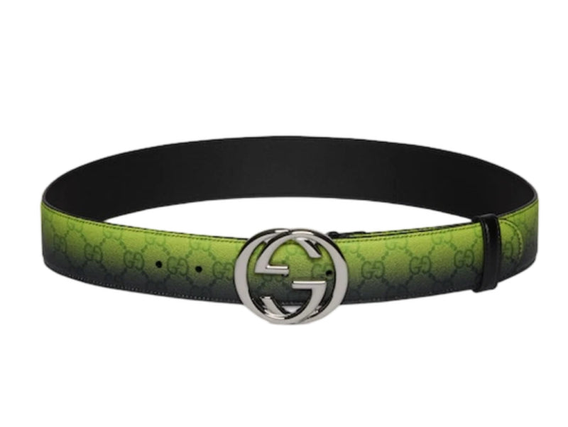 Gucci Chroma Belt with Interlocking G Buckle — Green Gradient GG — Style 774153 (8458)