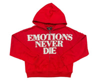 Mixed Emotion Red 'End' Rhinestone Hoodie