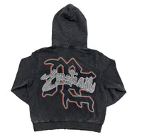 Mixed Emotion Black 'Rhinestone' Acid Wash Hoodie