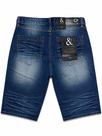 DP258 Indigo | Beat & Rhythm Blue-Backed Rip & Repair Denim Shorts