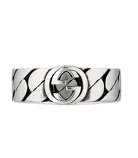 Gucci Interlocking G Ring — Sterling Silver Chain Band — Style 661515 (Size 10)
