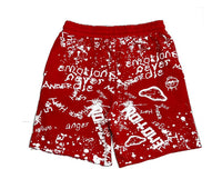 Mixed Emotion Red 'Graffiti' Shorts