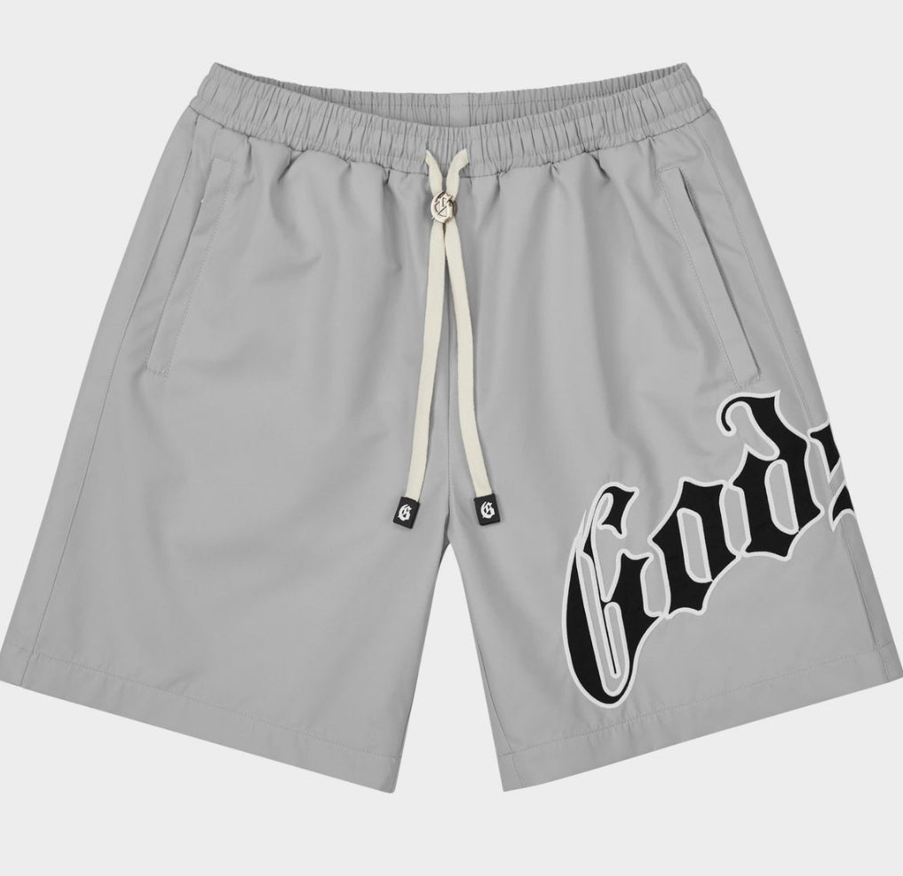Godspeed OG Logo Nylon Shorts in Grey