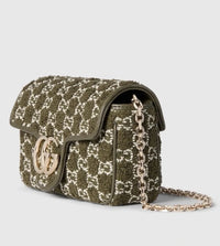 Gucci GG Marmont Mini Bouclé Chain Shoulder Bag – Dark Green