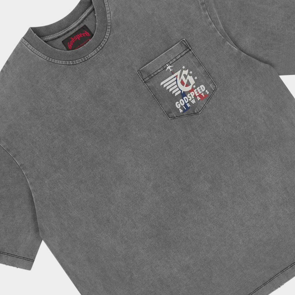 Godspeed GS Air Paris Pocket Tee in Grey Wash - detail