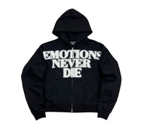 Mixed Emotion Black 'End' Rhinestone Hoodie