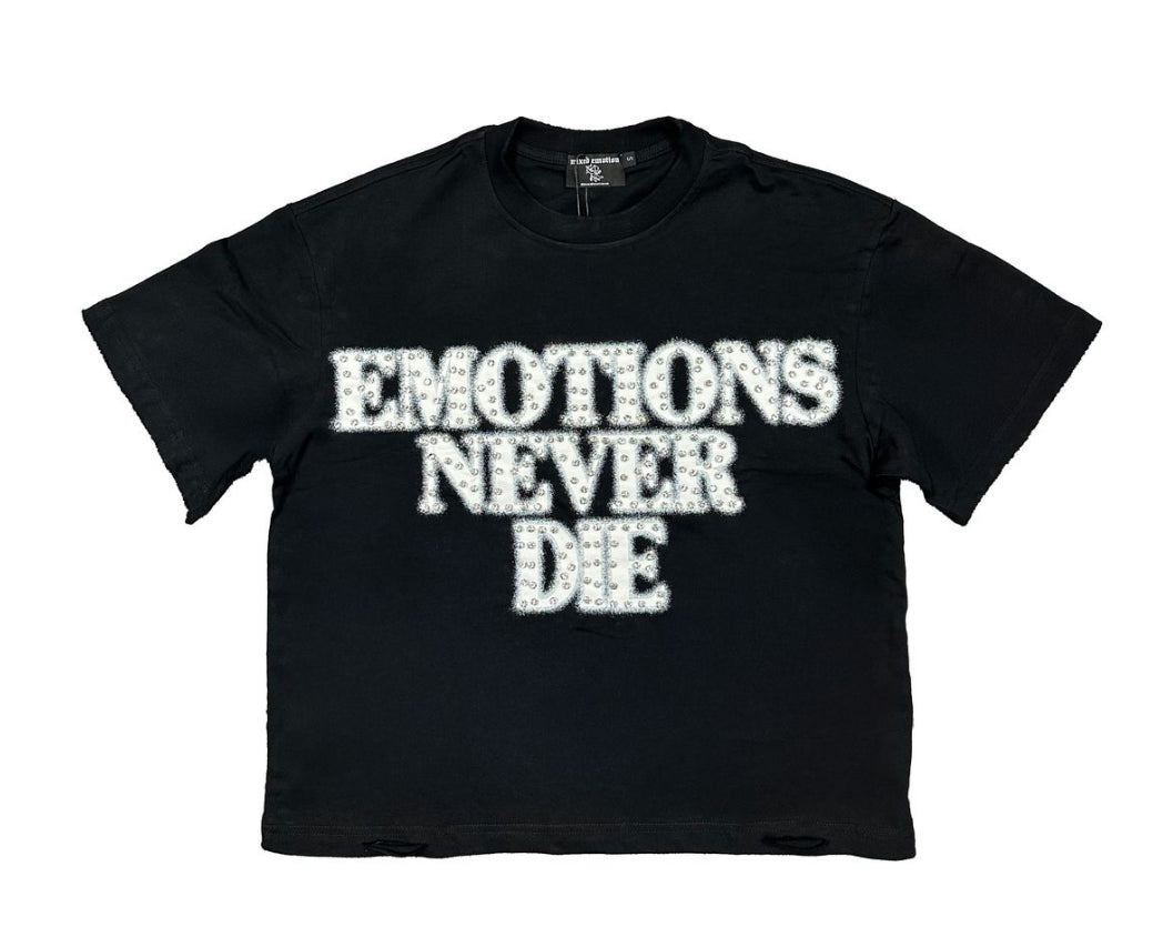 Mixed Emotion Black 'End' Rhinestone Tee