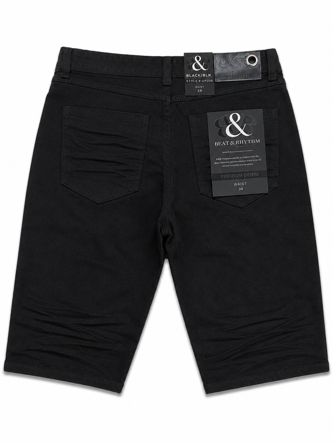 DP258 Black | Beat & Rhythm Gold-Backed Rip & Repair Denim Shorts
