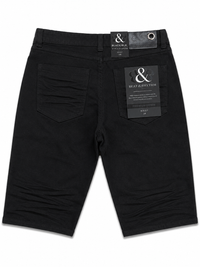 DP258 Black | Beat & Rhythm Gold-Backed Rip & Repair Denim Shorts