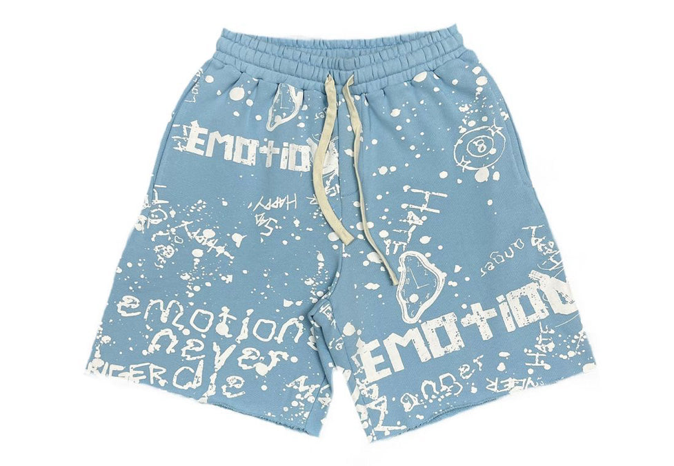 Mixed Emotion Blue 'Graffiti' Shorts