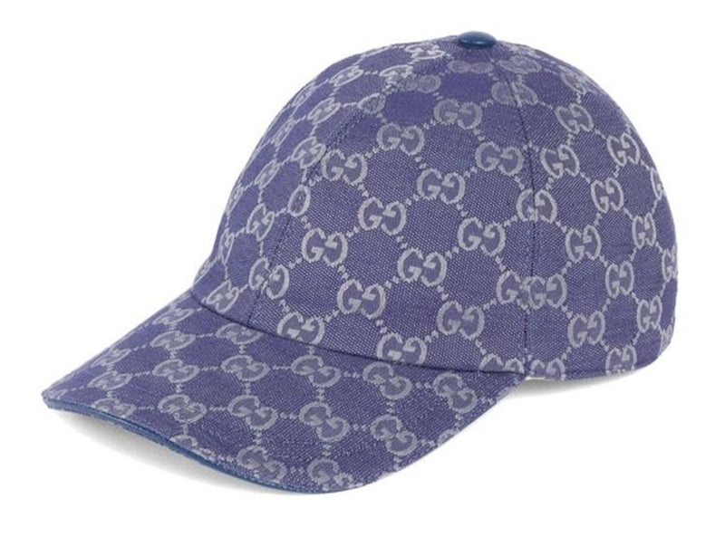 Gucci GG Canvas Baseball Hat — Blue/Grey — Style 7484754 (Size L)