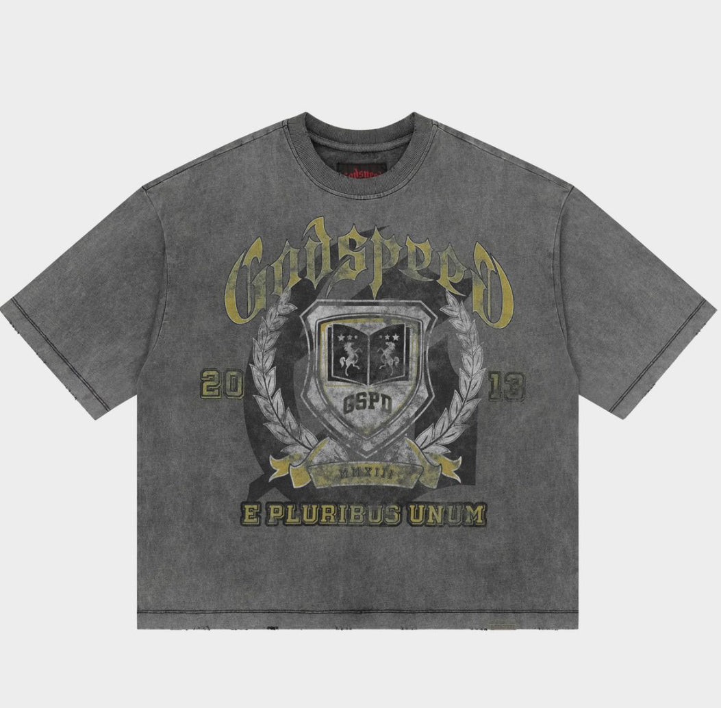 GSPD Crest Grey Wash | Godspeed Tee