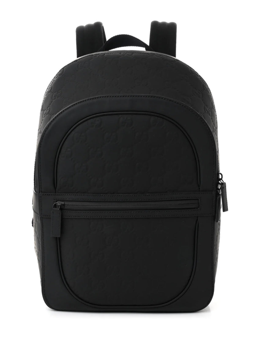 Gucci GG Rubber-Effect Leather Backpack (Black)