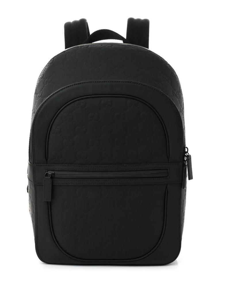 Gucci GG Rubber-Effect Leather Backpack (Black)