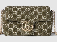 Gucci GG Marmont Mini Bouclé Chain Shoulder Bag – Dark Green