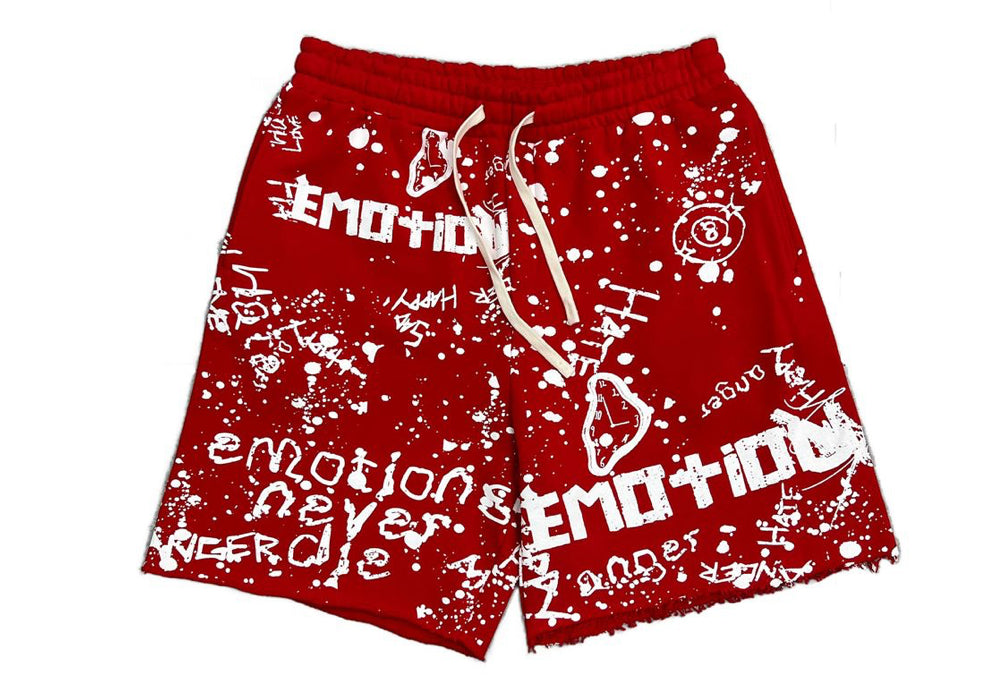 Mixed Emotion Red 'Graffiti' Shorts