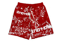Mixed Emotion Red 'Graffiti' Shorts