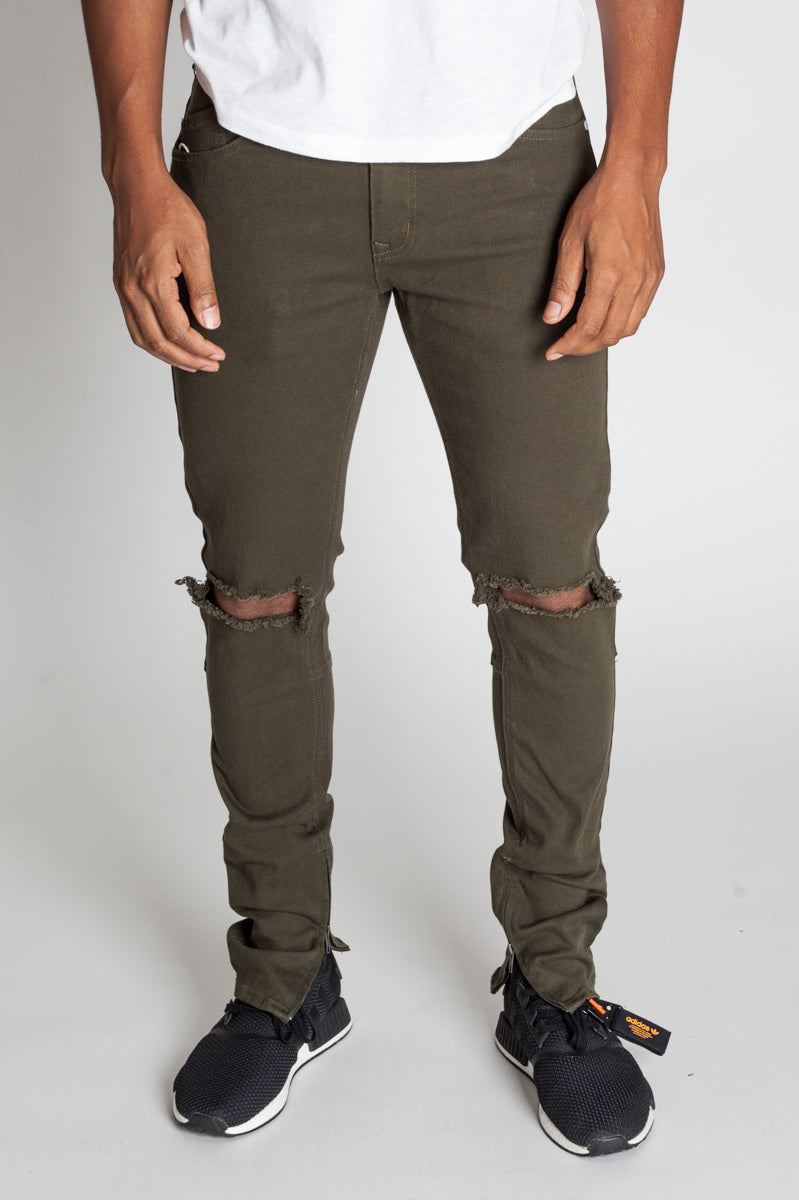 KNB3119 Olive | KDNK Army Olive Skinny Stretch Jeans