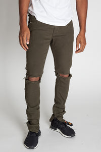 KNB3119 Olive | KDNK Army Olive Skinny Stretch Jeans