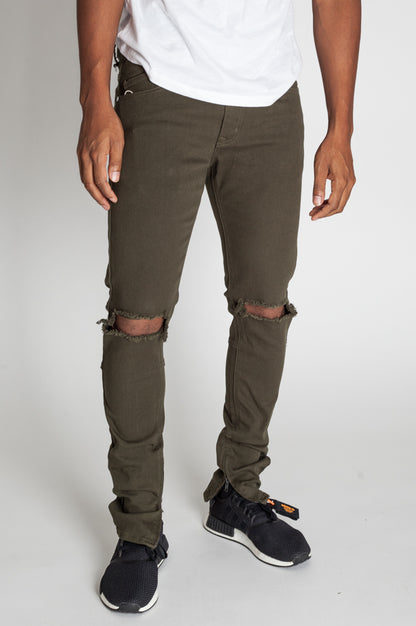 KNB3119 Olive | KDNK Army Olive Skinny Stretch Jeans