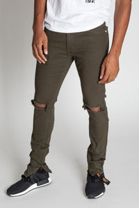 KNB3119 Olive | KDNK Army Olive Skinny Stretch Jeans