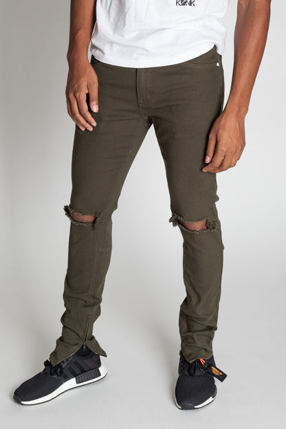 KNB3119 Olive | KDNK Army Olive Skinny Stretch Jeans