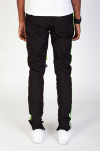 KNB3160 Black/Lime | KDNK Reflective Tape Ripped Skinny Jeans