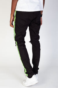 KNB3160 Black/Lime | KDNK Reflective Tape Ripped Skinny Jeans