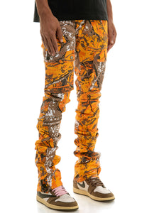 KNB3273 H.Camo Orange | KDNK Half-Camo Skinny Stretch Jeans
