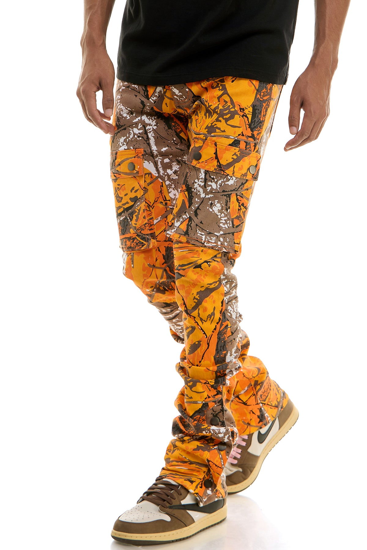 KNB3273 H.Camo Orange | KDNK Half-Camo Skinny Stretch Jeans